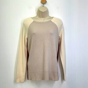 Neiman Marcus - 100% Cashmere Color Blocked Zipper Back Crewneck Sweater XS